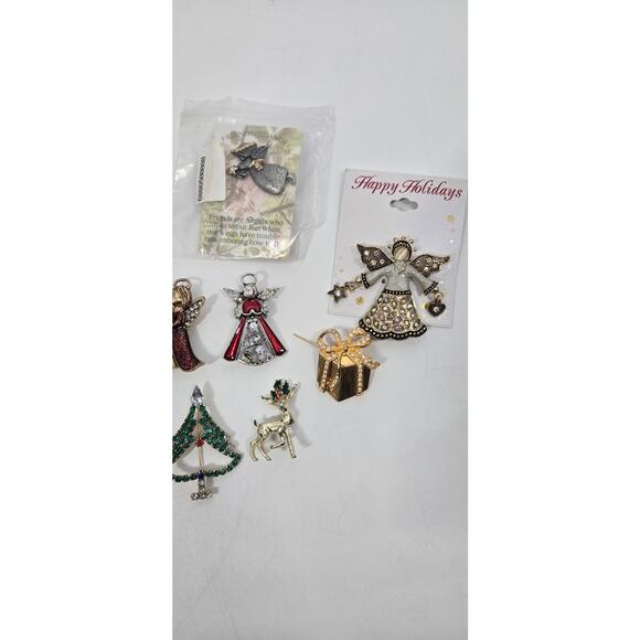13 Decorative Brooch Pins Christmas Angels Elephant Enamel Rhinestones - Picture 5 of 5